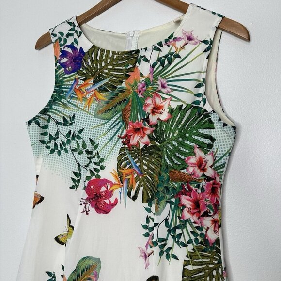 Neharsha Sleeveless Midi Dress Size M Butterfly Floral Tropical Slit Beach - Picture 3 of 13
